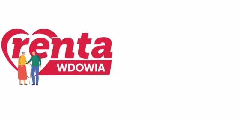 Na zdjęciu znajduje się graficzne przedstawienie napisu "renta wdowia" z sercem w tle oraz dwie postaci trzymające się za ręce.